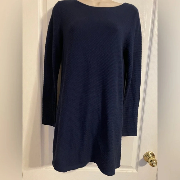 J.Jill Navy Mini Waffle‎ Knit Long Sleeve Dress Size XS - Picture 1 of 5